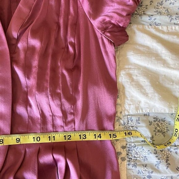 BCBG Max Azria Silk Pleated Button Up Blouse Sz S Mauve Coquette Fairy Romantic - Picture 10 of 11